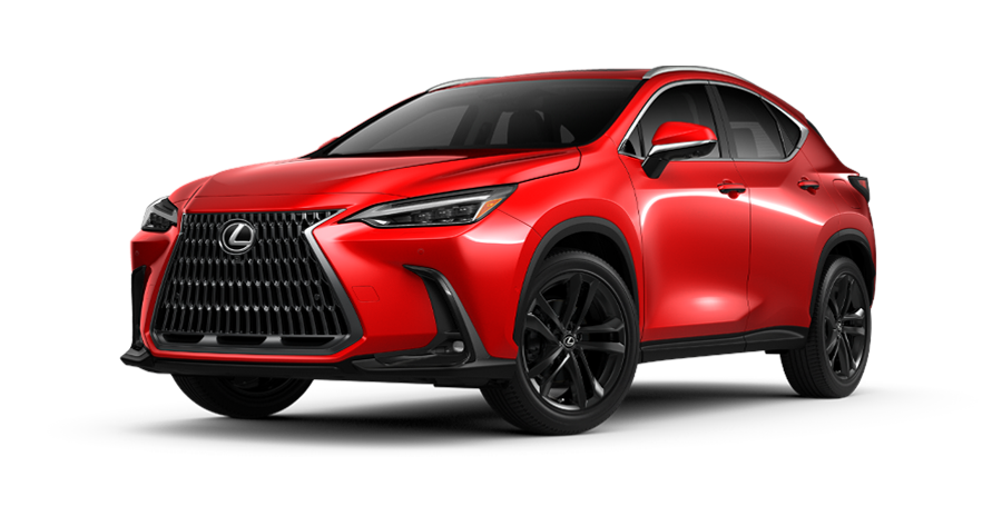 Exterior of the Lexus NX Plug-in Hybrid Electric Vehicle shown in Redline.